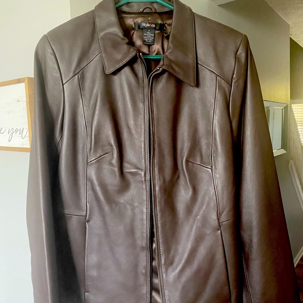 Brown leather jacket